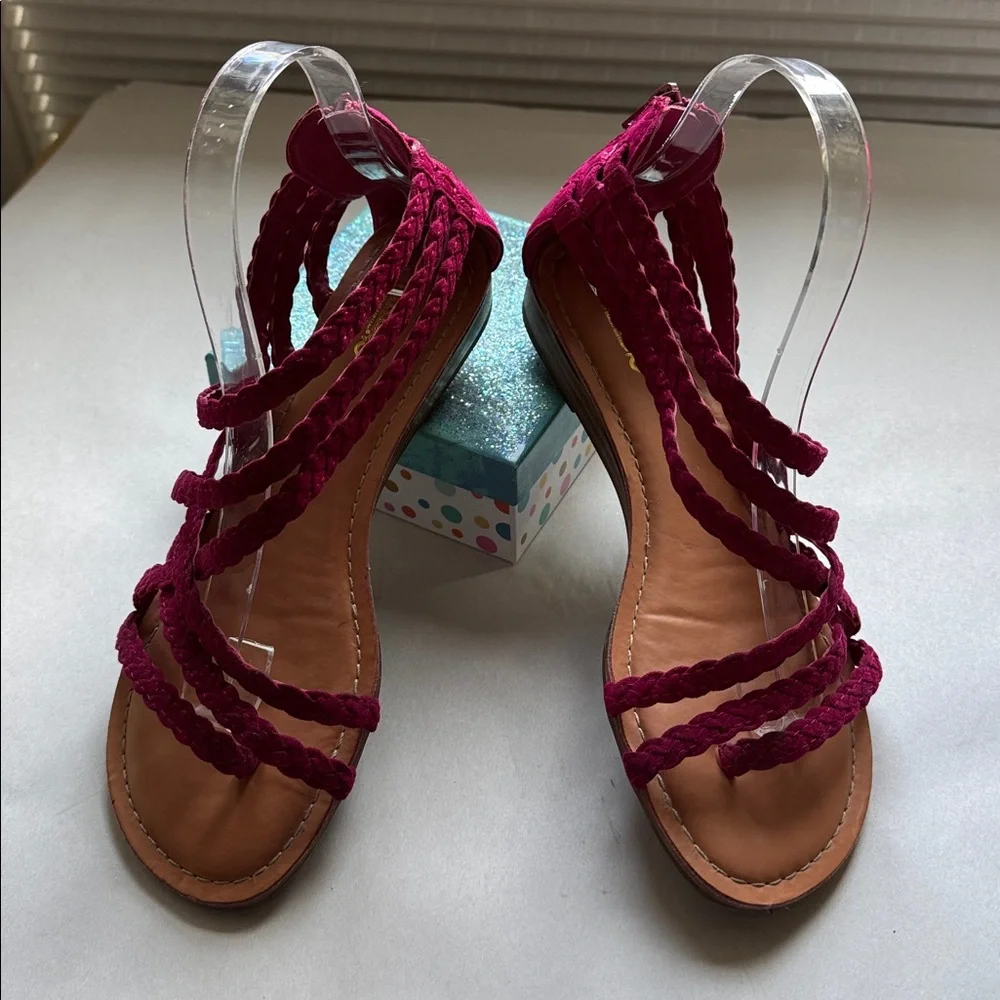 Carlos Santana Braided Leather Strappy Sandal Womens 8 magenta pink Festival - Picture 2 of 7